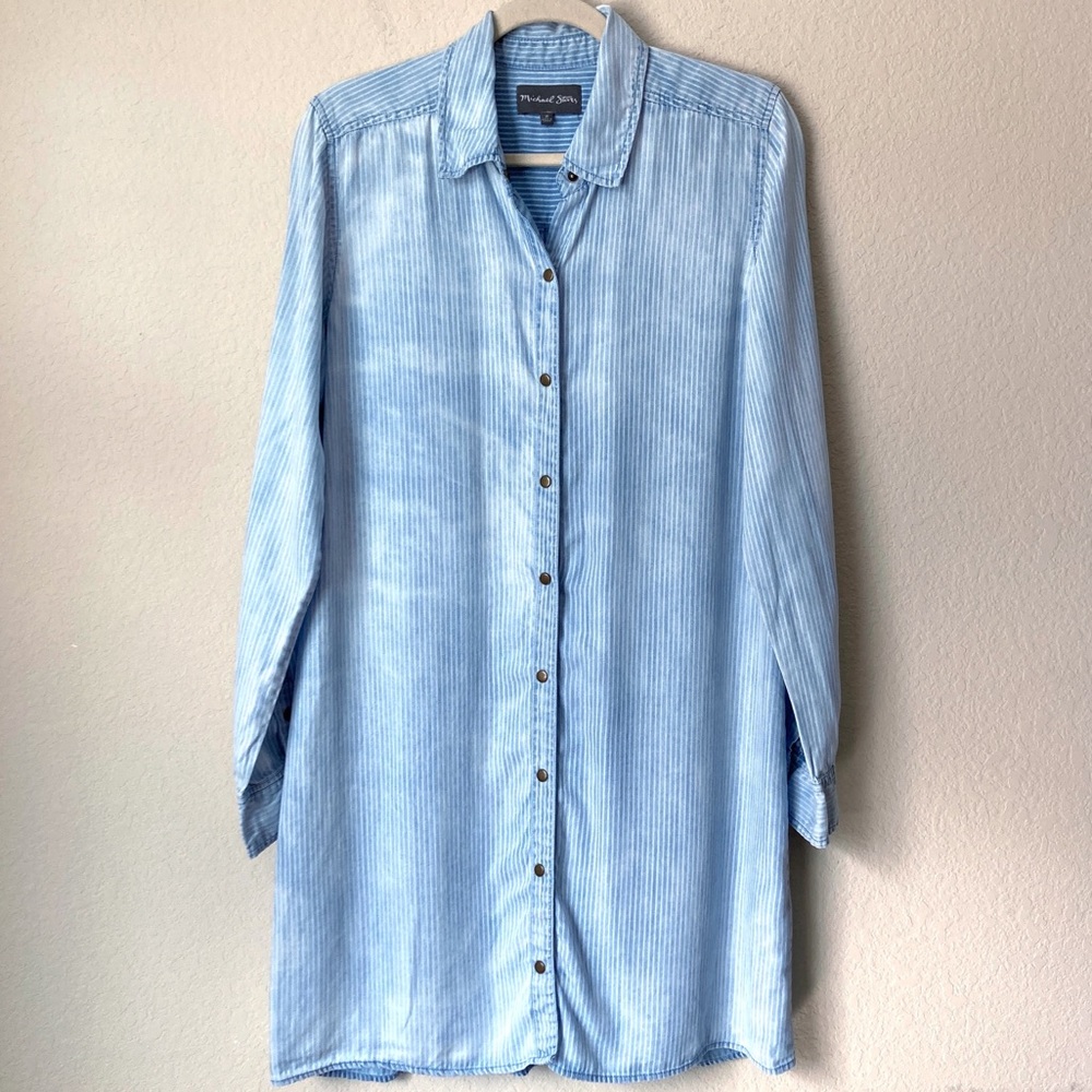 COPY - Michael Stars Boho Chambray Striped Shirt Dress